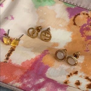 Blush + Gold Stud Earring Trio Set